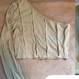 One Shoulder Light Green Top